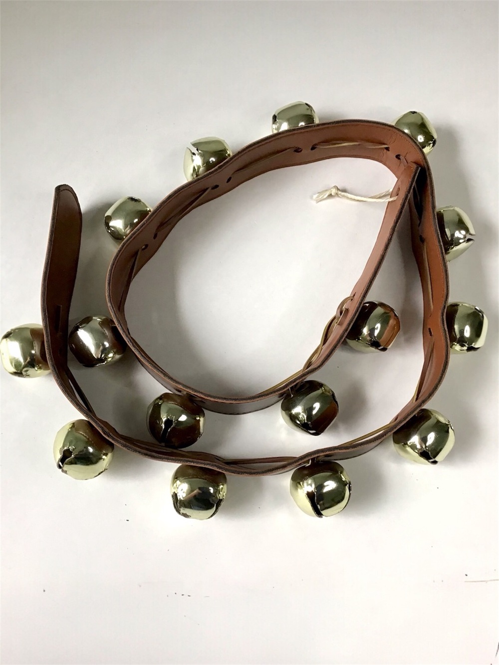 Sleigh Bells on 47” Leather Strap 15 Gold Tone Bells Beautiful Sound!